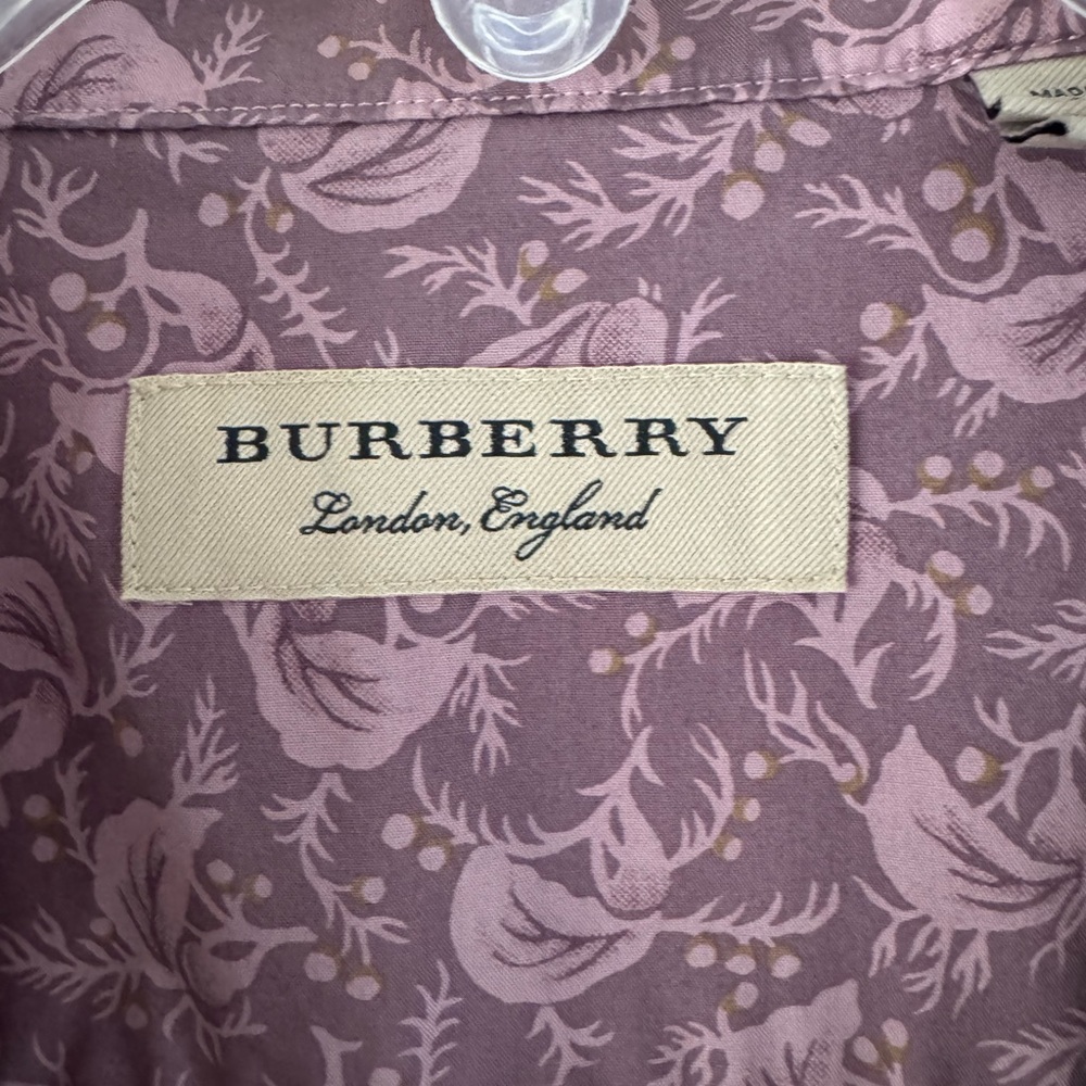 Burberry men’s short sleeve button down shirt, size large, plum/lilac - Picture 2 of 8